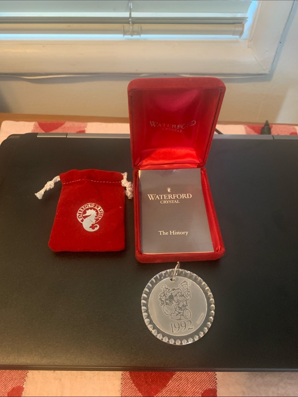 Waterford Crystal 1992 Mickey Mouse Clear Glass Ornament